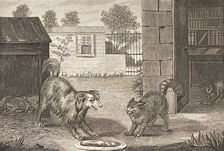 chiens_et_chats lithographie_c_1830_d???apres_jean_de_la_fontaine